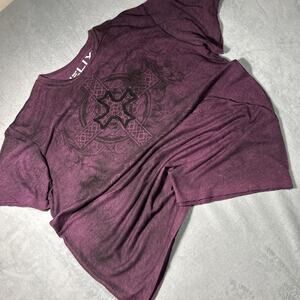 Y2K 2000s AOP Wings Gothic Cross Helix Shirt Ws 2XL Faith Affliction Goth Grunge